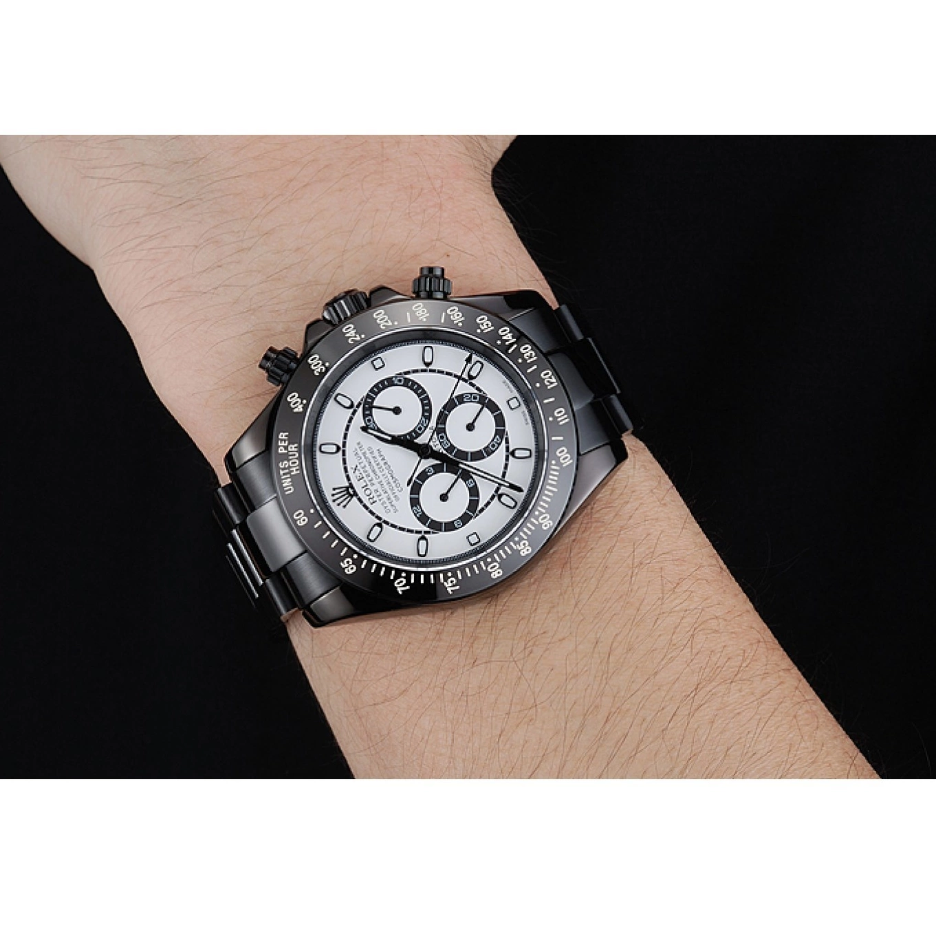 Aaa replica watch Black And Bracelet Dial And Stainless 1454249 Steel Daytona Rolex White Case Cosmograph Black 0802